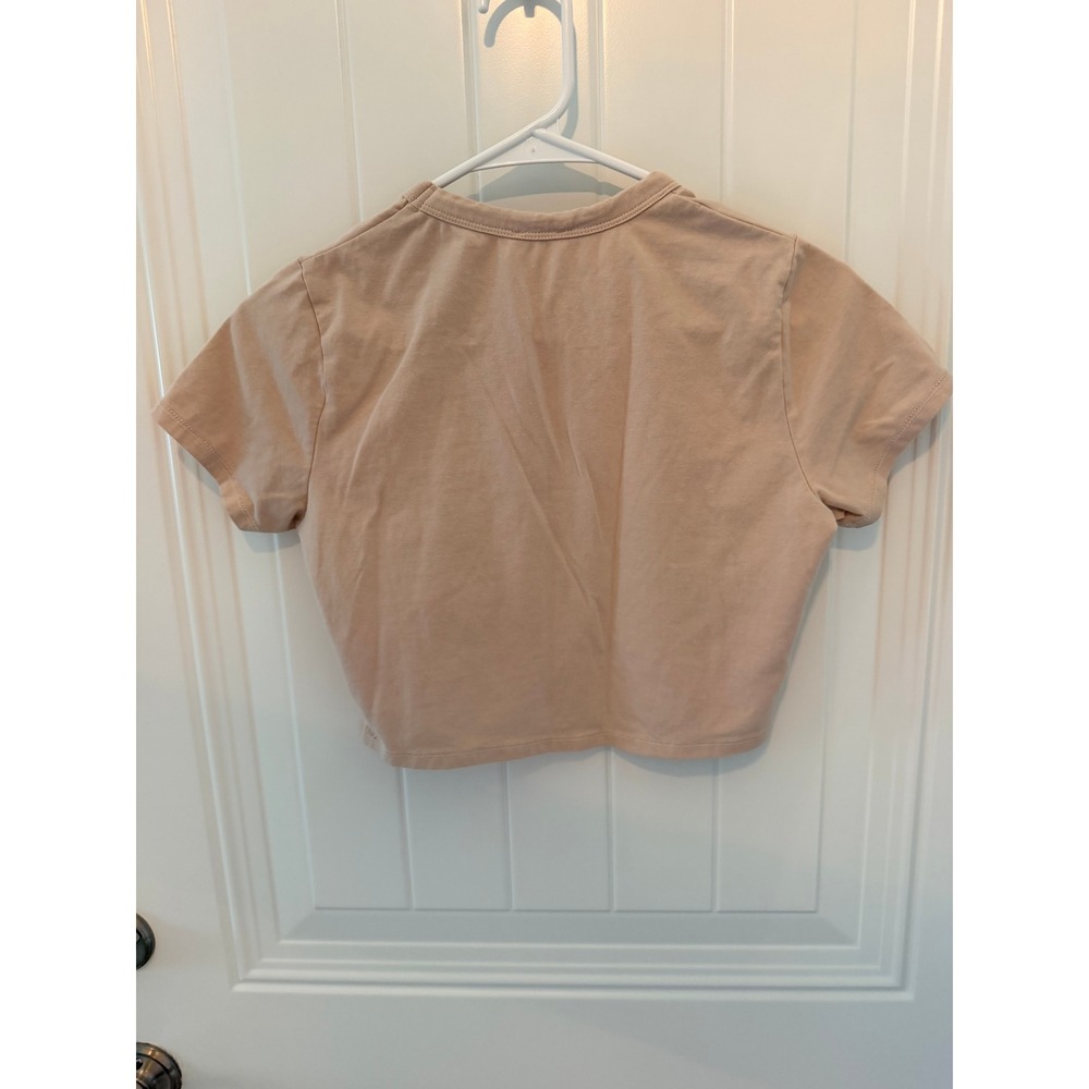 Cotton On Kids Tan Beige Short Sleeve Crop Top Tee Girls Large - Picture 3 of 3